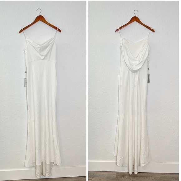 TADASHI SHOJI TUCKER DRAPED SLIP GOWN - Picture 2 of 10